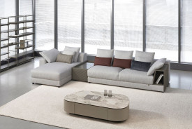 AE-L8013 Light Gray Fabric Sectional Sofa Set - Left Side Facing Chaise Contemporary Style by American Eagle Furniture