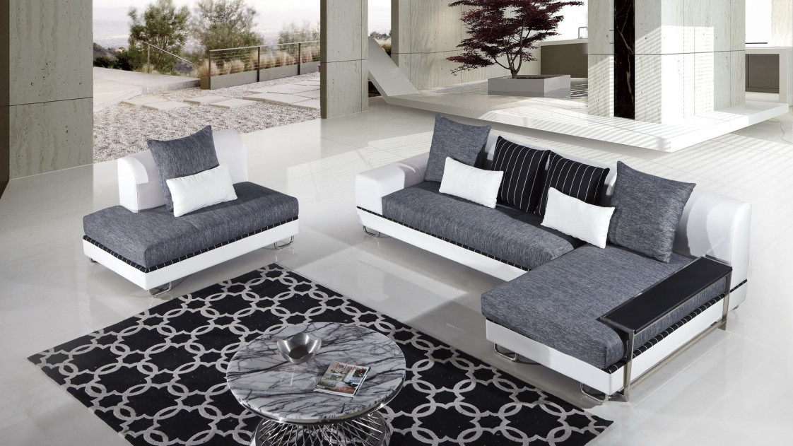 AE-L131 Gray Fabric Sectional - Left Sitting Contemporary Style by American Eagle Furniture