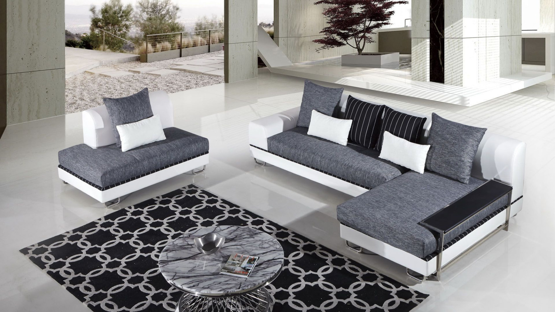 AE-L131 Gray Fabric Sectional - Left Sitting Contemporary Style by American Eagle Furniture