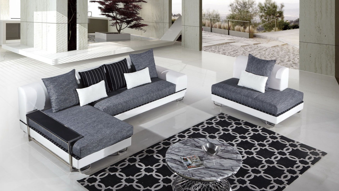 AE-L131 Gray Fabric Sectional - Right Sitting Contemporary Style by American Eagle Furniture