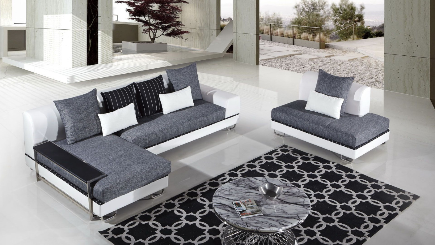 AE-L131 Gray Fabric Sectional - Right Sitting Contemporary Style by American Eagle Furniture