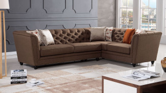 AE-L2219 Brown Fabric Sectional - Left Sitting Contemporary Style by American Eagle Furniture