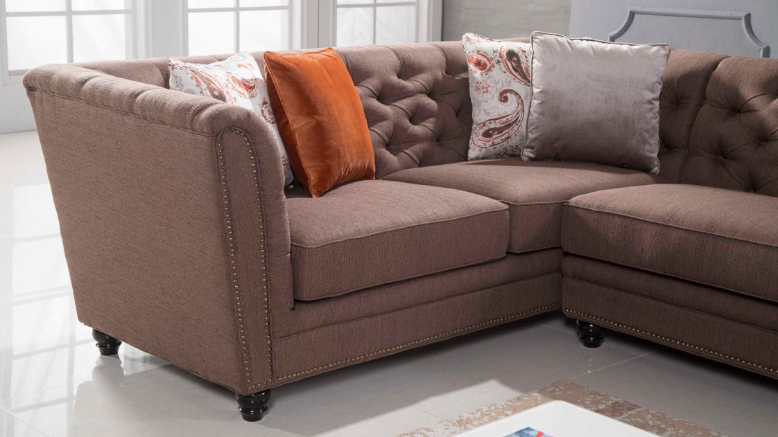 AE-L2219 Brown Fabric Sectional - Left Sitting Contemporary Style by American Eagle Furniture