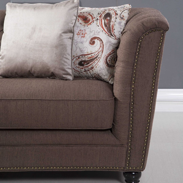 AE-L2219 Brown Fabric Sectional - Left Sitting Contemporary Style by American Eagle Furniture