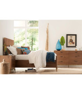5Pc Full Size Bedroom Set in Natural Walnut Mid-Century Modern Style Adler Collection by Modus Furniture