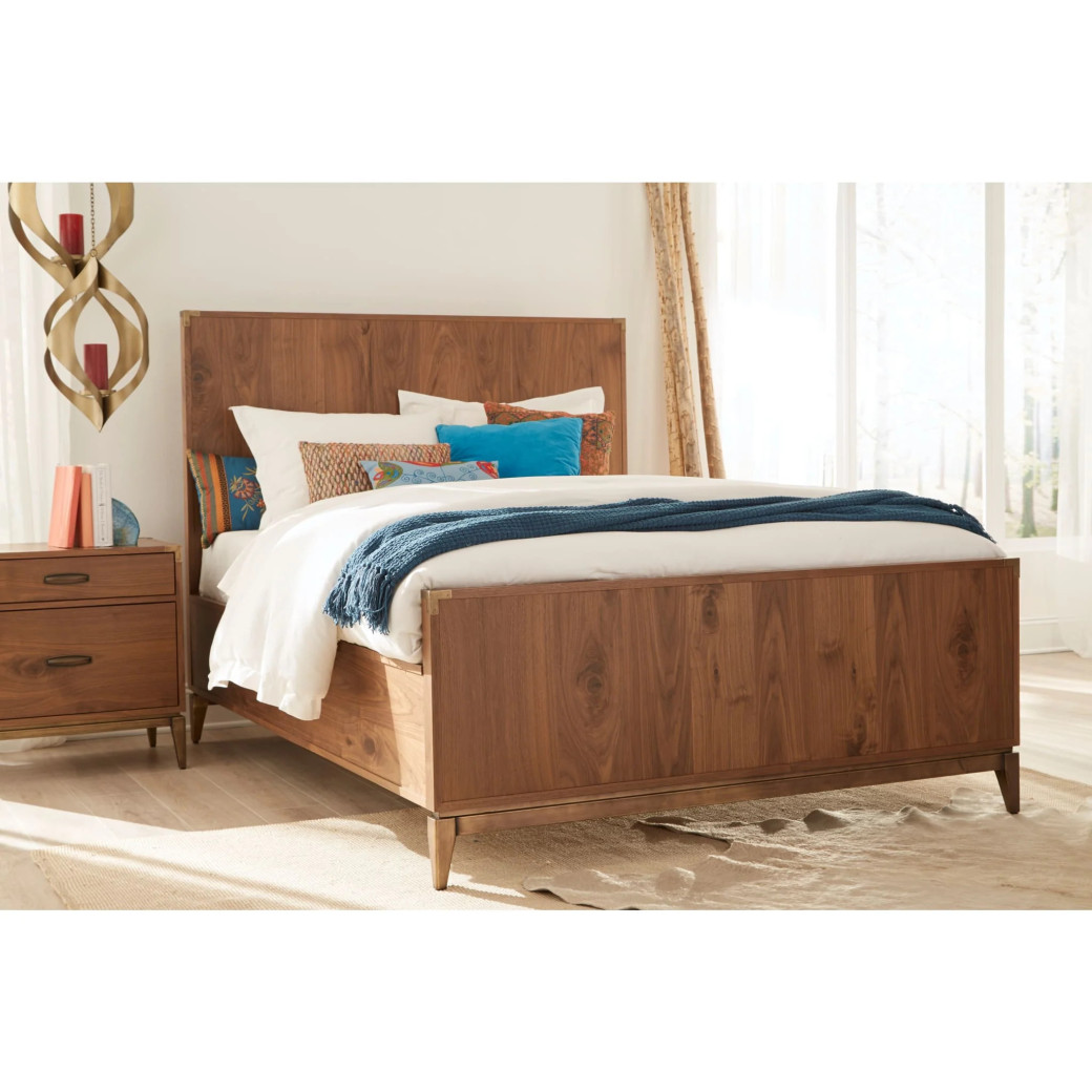 5Pc Full Size Bedroom Set in Natural Walnut Mid-Century Modern Style Adler Collection by Modus Furniture