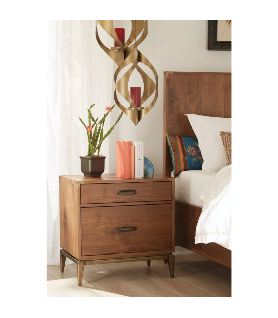 5Pc Full Size Bedroom Set in Natural Walnut Mid-Century Modern Style Adler Collection by Modus Furniture