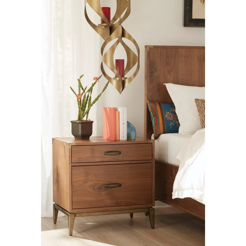 5Pc Full Size Bedroom Set in Natural Walnut Mid-Century Modern Style Adler Collection by Modus Furniture