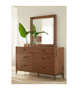 5Pc Full Size Bedroom Set in Natural Walnut Mid-Century Modern Style Adler Collection by Modus Furniture