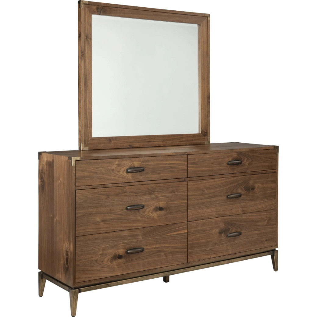 5Pc Full Size Bedroom Set in Natural Walnut Mid-Century Modern Style Adler Collection by Modus Furniture