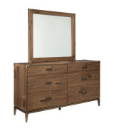 5Pc Full Size Bedroom Set in Natural Walnut Mid-Century Modern Style Adler Collection by Modus Furniture