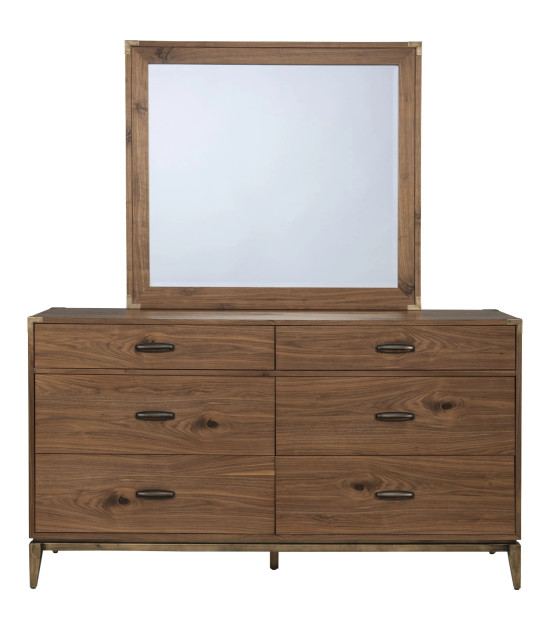 5Pc Full Size Bedroom Set in Natural Walnut Mid-Century Modern Style Adler Collection by Modus Furniture