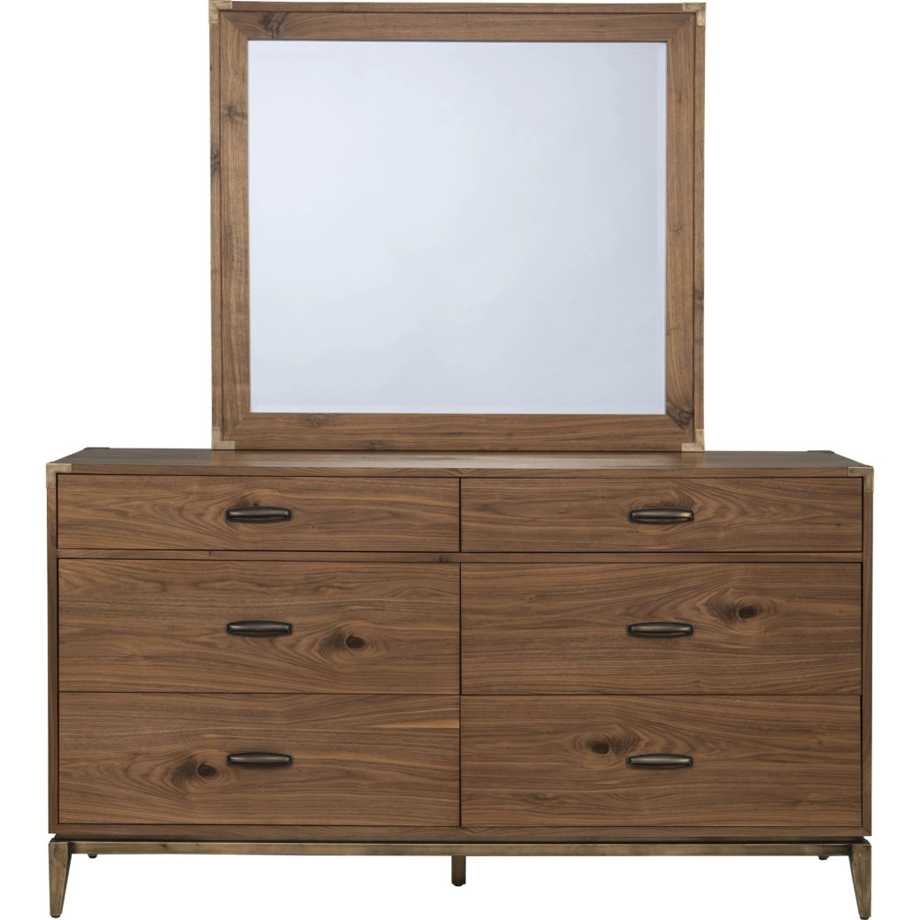 5Pc Full Size Bedroom Set in Natural Walnut Mid-Century Modern Style Adler Collection by Modus Furniture