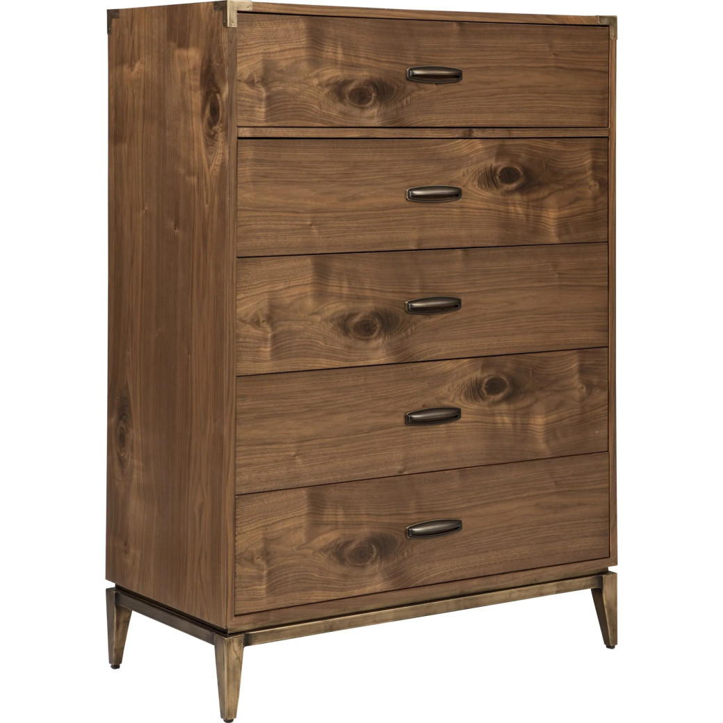 5Pc Full Size Bedroom Set in Natural Walnut Mid-Century Modern Style Adler Collection by Modus Furniture