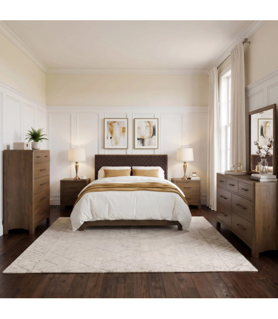 5PC Queen Bedroom Set Mid-Century Modern Style Arden Collection By Modus Furniture