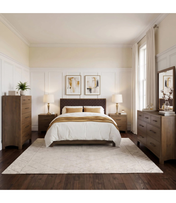 5PC Queen Bedroom Set Mid-Century Modern Style Arden Collection By Modus Furniture