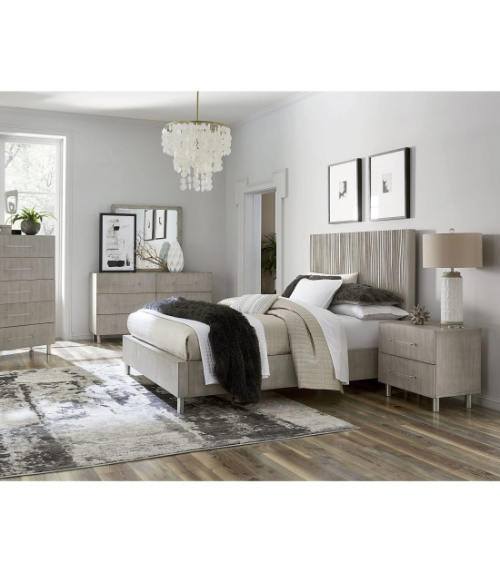 5PC Queen Bedroom Set in Misty Grey – Glam Style  Argento Collection by Modus Furniture