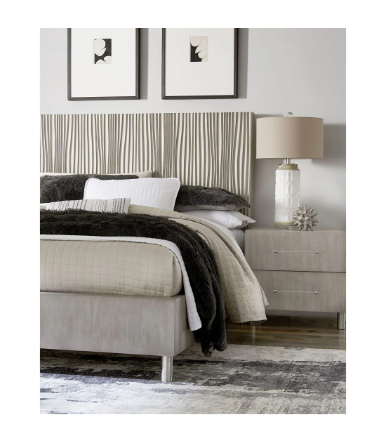 5PC Queen Bedroom Set in Misty Grey – Glam Style  Argento Collection by Modus Furniture