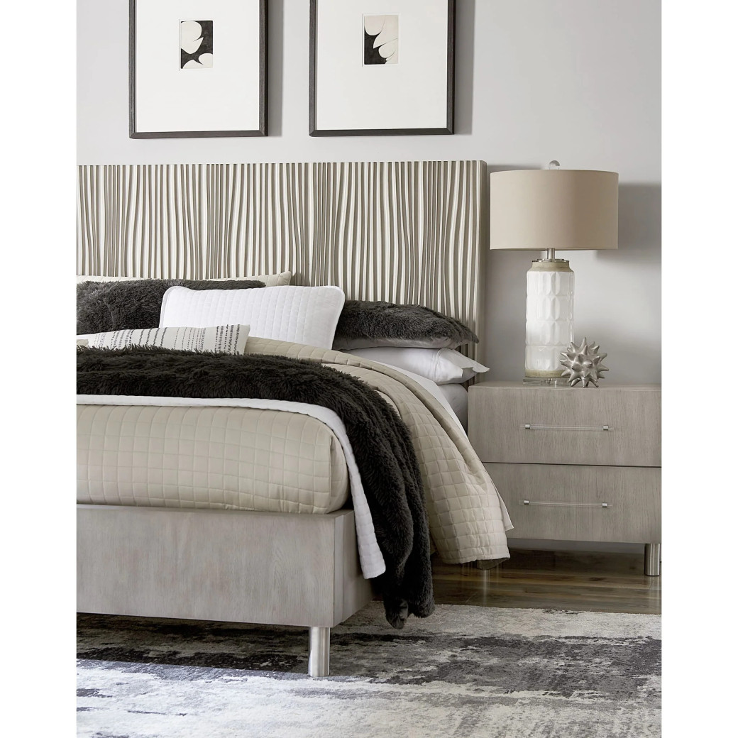 5PC Queen Bedroom Set in Misty Grey – Glam Style  Argento Collection by Modus Furniture