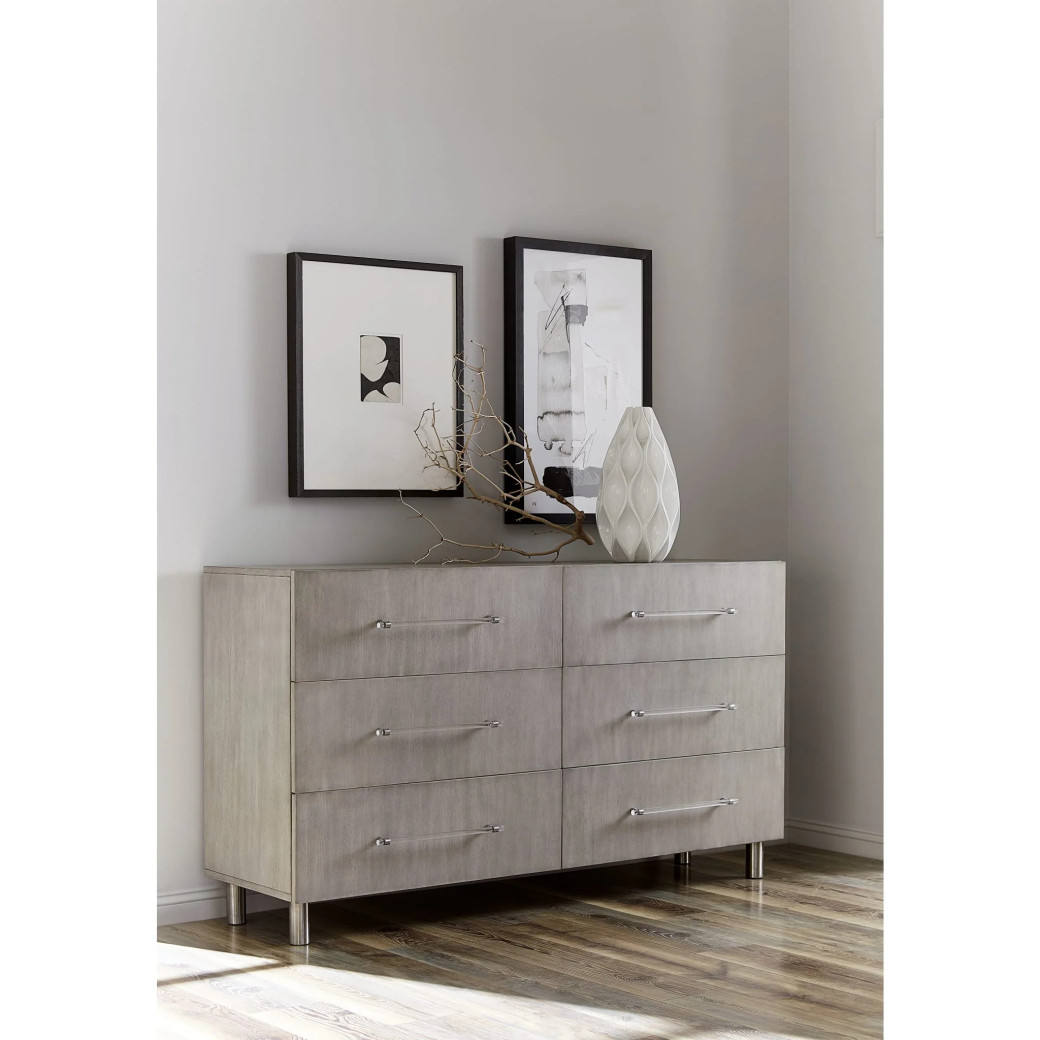 5PC Queen Bedroom Set in Misty Grey – Glam Style  Argento Collection by Modus Furniture