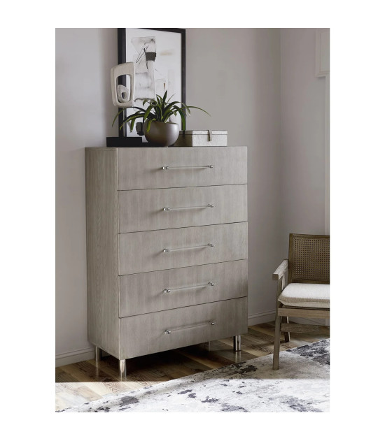 5PC Queen Bedroom Set in Misty Grey – Glam Style  Argento Collection by Modus Furniture