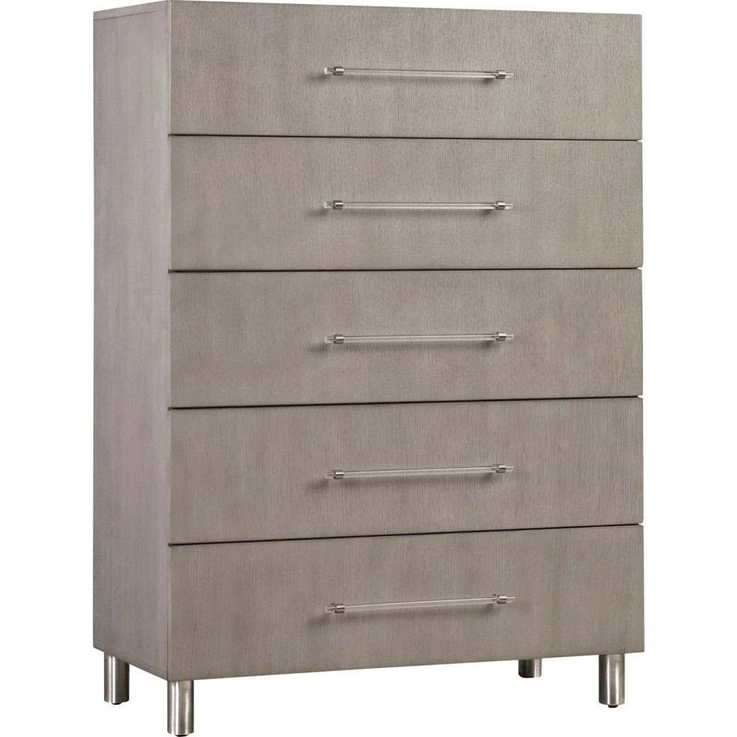 5PC Queen Bedroom Set in Misty Grey – Glam Style  Argento Collection by Modus Furniture