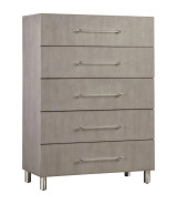 5PC Queen Bedroom Set in Misty Grey – Glam Style  Argento Collection by Modus Furniture