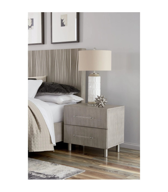 5PC Queen Bedroom Set in Misty Grey – Glam Style  Argento Collection by Modus Furniture