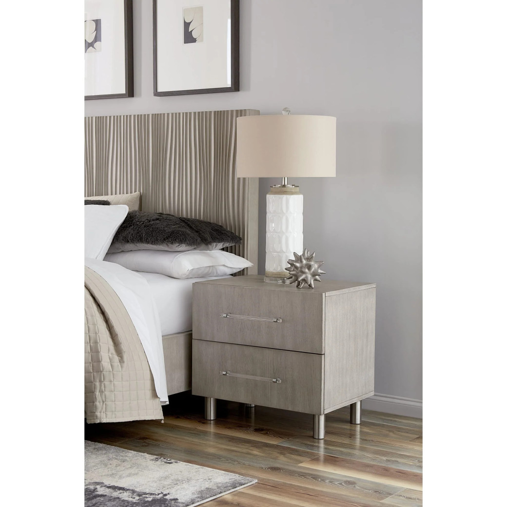 5PC Queen Bedroom Set in Misty Grey – Glam Style  Argento Collection by Modus Furniture