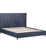 5PC Queen Bedroom Set Glam Style in Navy Blue & Burnished Brass – Argento Collection by Modus Furniture