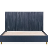 5PC Queen Bedroom Set Glam Style in Navy Blue & Burnished Brass – Argento Collection by Modus Furniture