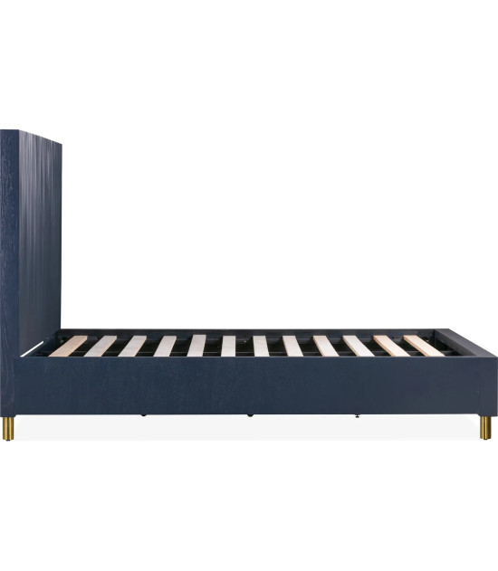 5PC Queen Bedroom Set Glam Style in Navy Blue & Burnished Brass – Argento Collection by Modus Furniture