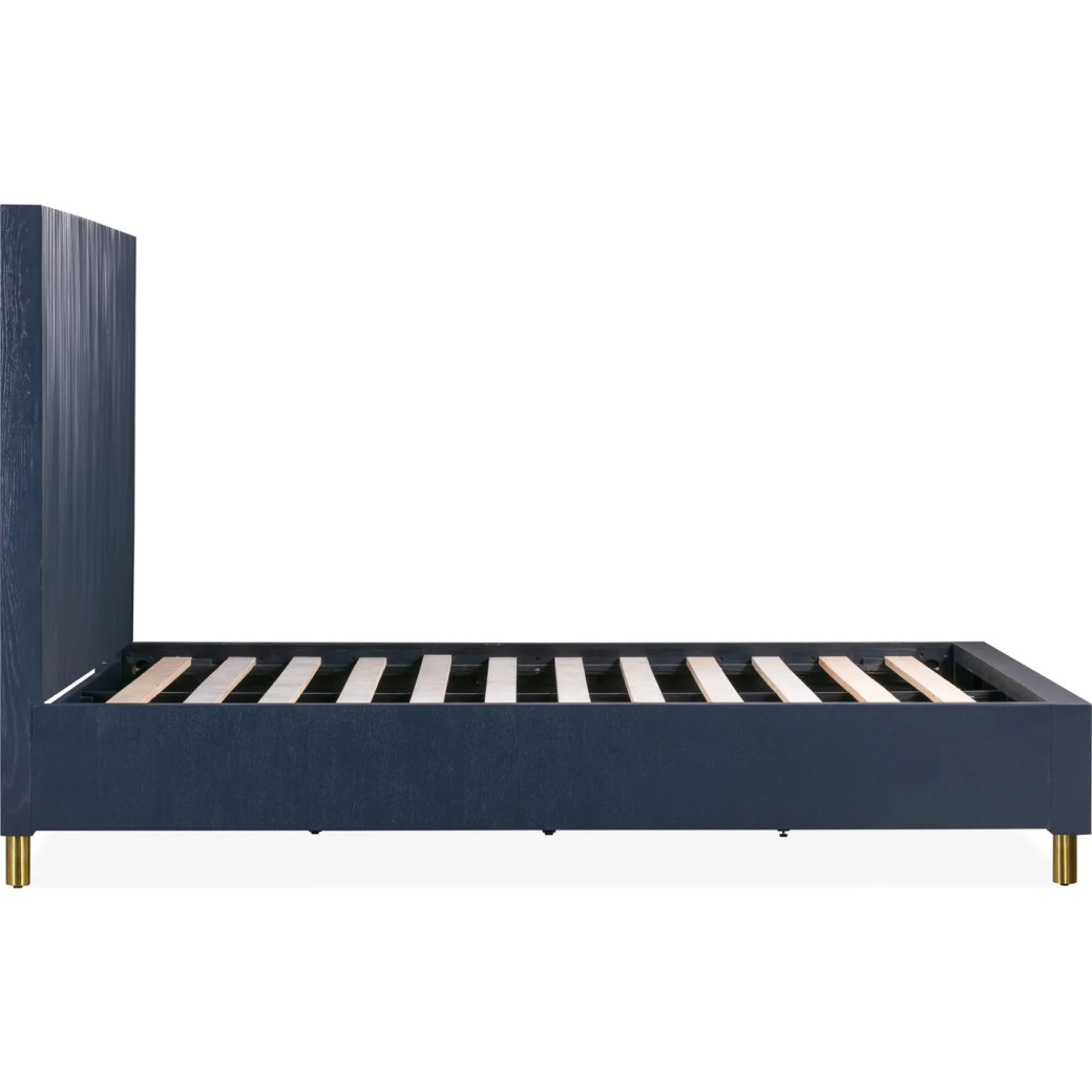 5PC Queen Bedroom Set Glam Style in Navy Blue & Burnished Brass – Argento Collection by Modus Furniture