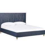 5PC Queen Bedroom Set Glam Style in Navy Blue & Burnished Brass – Argento Collection by Modus Furniture