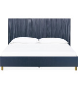 5PC Queen Bedroom Set Glam Style in Navy Blue & Burnished Brass – Argento Collection by Modus Furniture