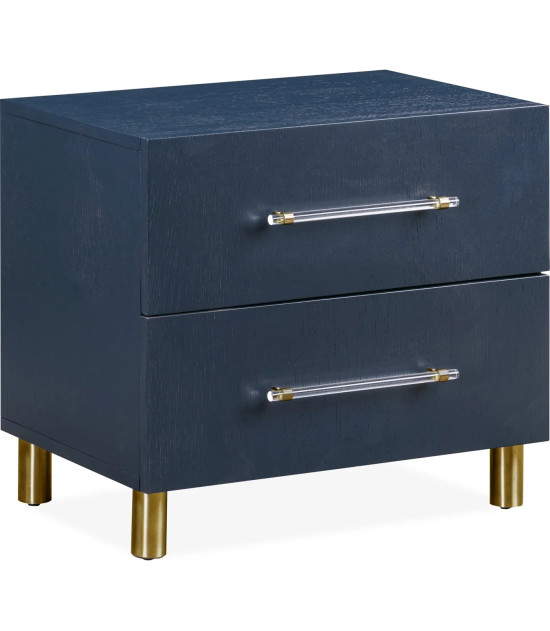5PC Queen Bedroom Set Glam Style in Navy Blue & Burnished Brass – Argento Collection by Modus Furniture