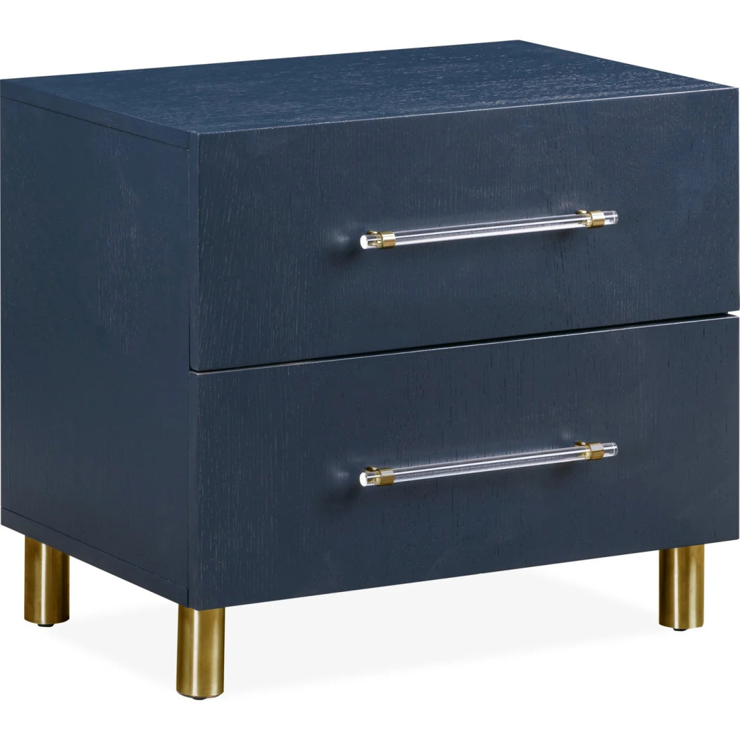 5PC Queen Bedroom Set Glam Style in Navy Blue & Burnished Brass – Argento Collection by Modus Furniture