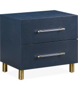 5PC Queen Bedroom Set Glam Style in Navy Blue & Burnished Brass – Argento Collection by Modus Furniture