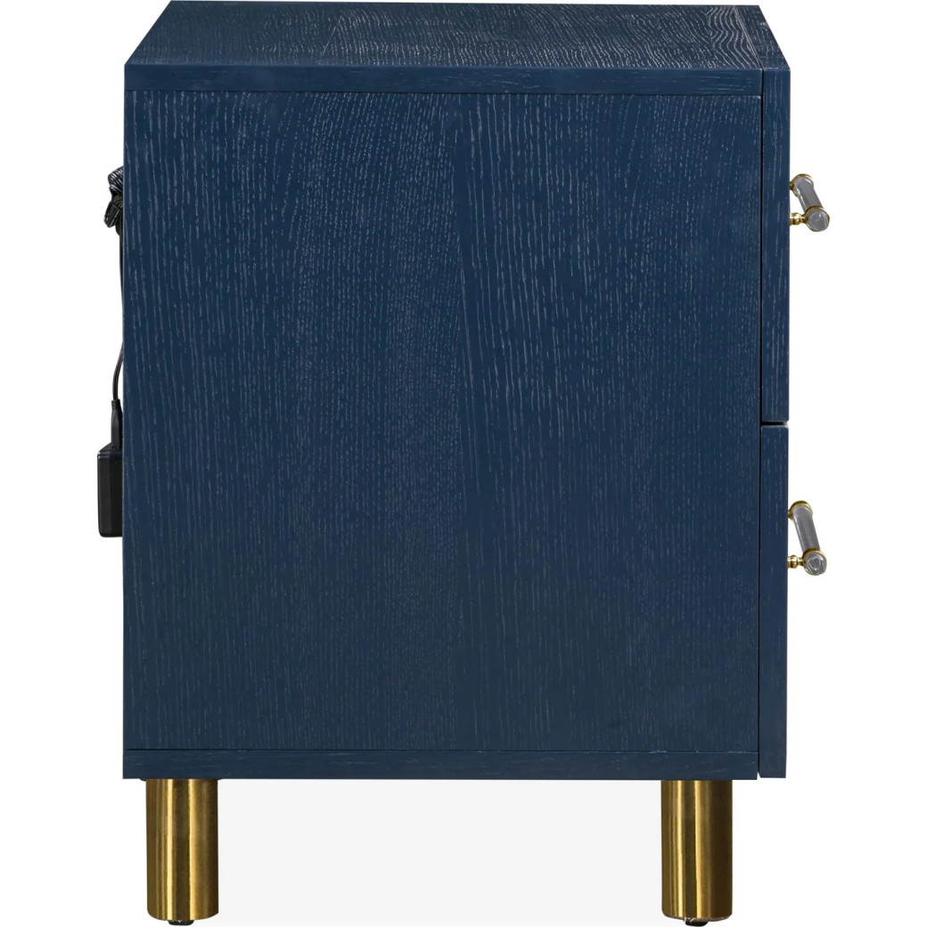 5PC Queen Bedroom Set Glam Style in Navy Blue & Burnished Brass – Argento Collection by Modus Furniture