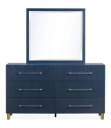 5PC Queen Bedroom Set Glam Style in Navy Blue & Burnished Brass – Argento Collection by Modus Furniture