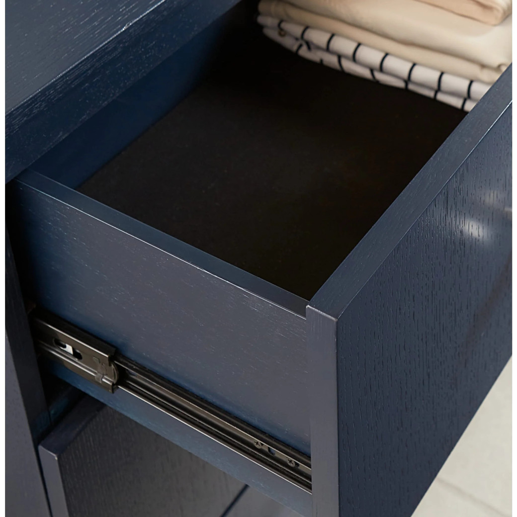 5PC Queen Bedroom Set Glam Style in Navy Blue & Burnished Brass – Argento Collection by Modus Furniture