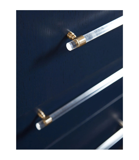 5PC Queen Bedroom Set Glam Style in Navy Blue & Burnished Brass – Argento Collection by Modus Furniture