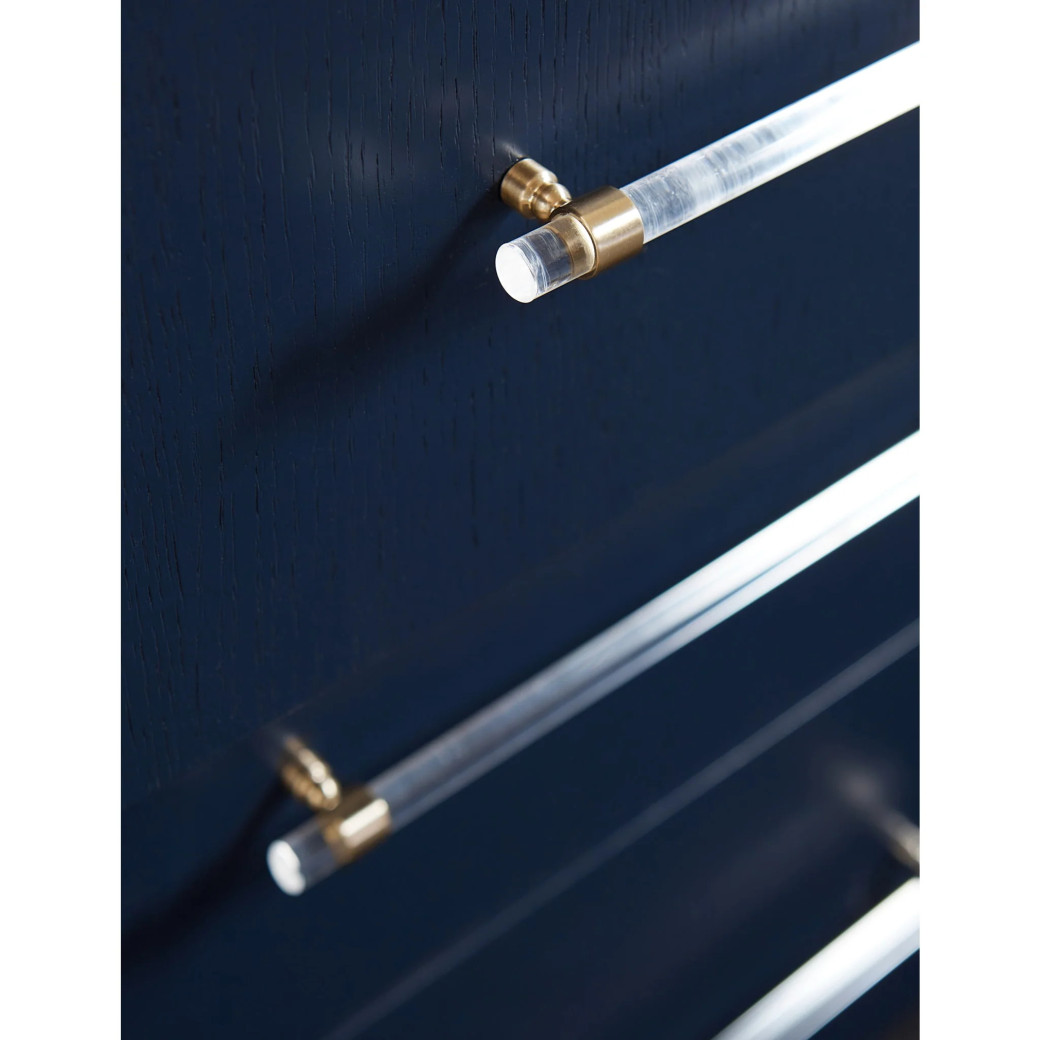5PC Queen Bedroom Set Glam Style in Navy Blue & Burnished Brass – Argento Collection by Modus Furniture