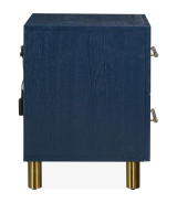 5PC Queen Bedroom Set Glam Style in Navy Blue & Burnished Brass – Argento Collection by Modus Furniture