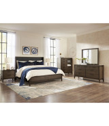 5-Piece Queen Bedroom Set – Boracay Collection Mid-Century Modern Style in Wild Oats Brown