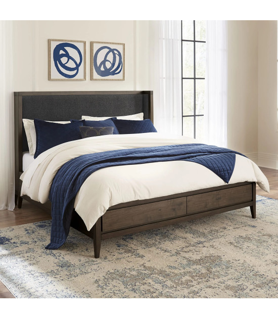 5-Piece Queen Bedroom Set – Boracay Collection Mid-Century Modern Style in Wild Oats Brown