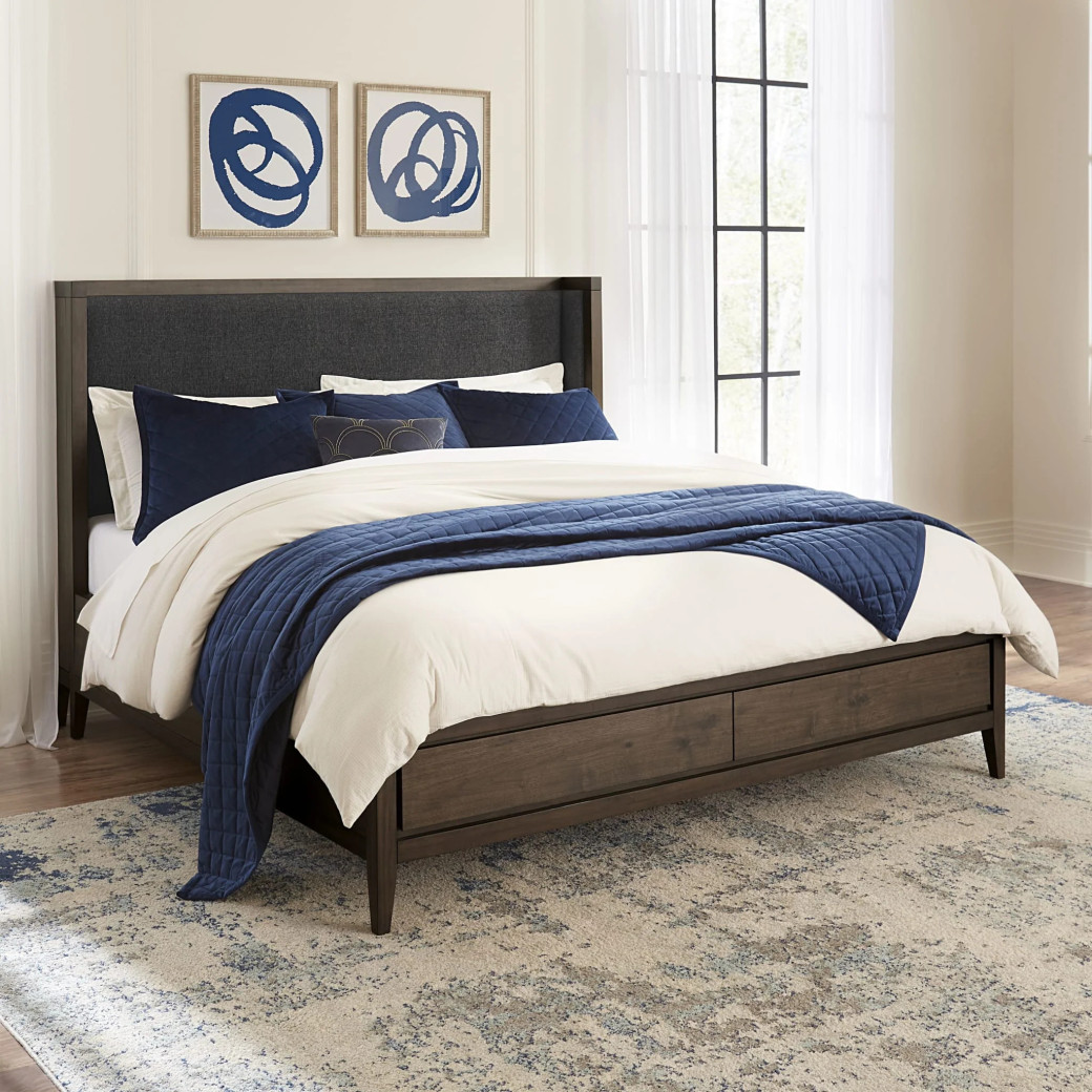 5-Piece Queen Bedroom Set – Boracay Collection Mid-Century Modern Style in Wild Oats Brown