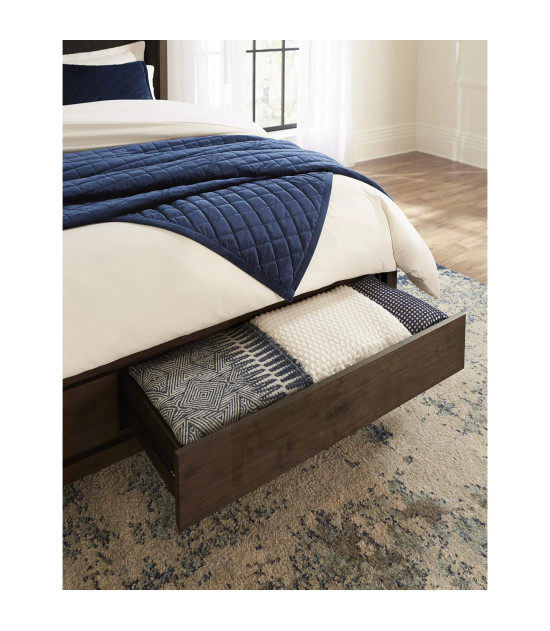 5-Piece Queen Bedroom Set – Boracay Collection Mid-Century Modern Style in Wild Oats Brown