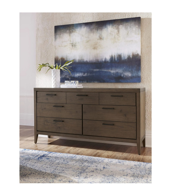 5-Piece Queen Bedroom Set – Boracay Collection Mid-Century Modern Style in Wild Oats Brown