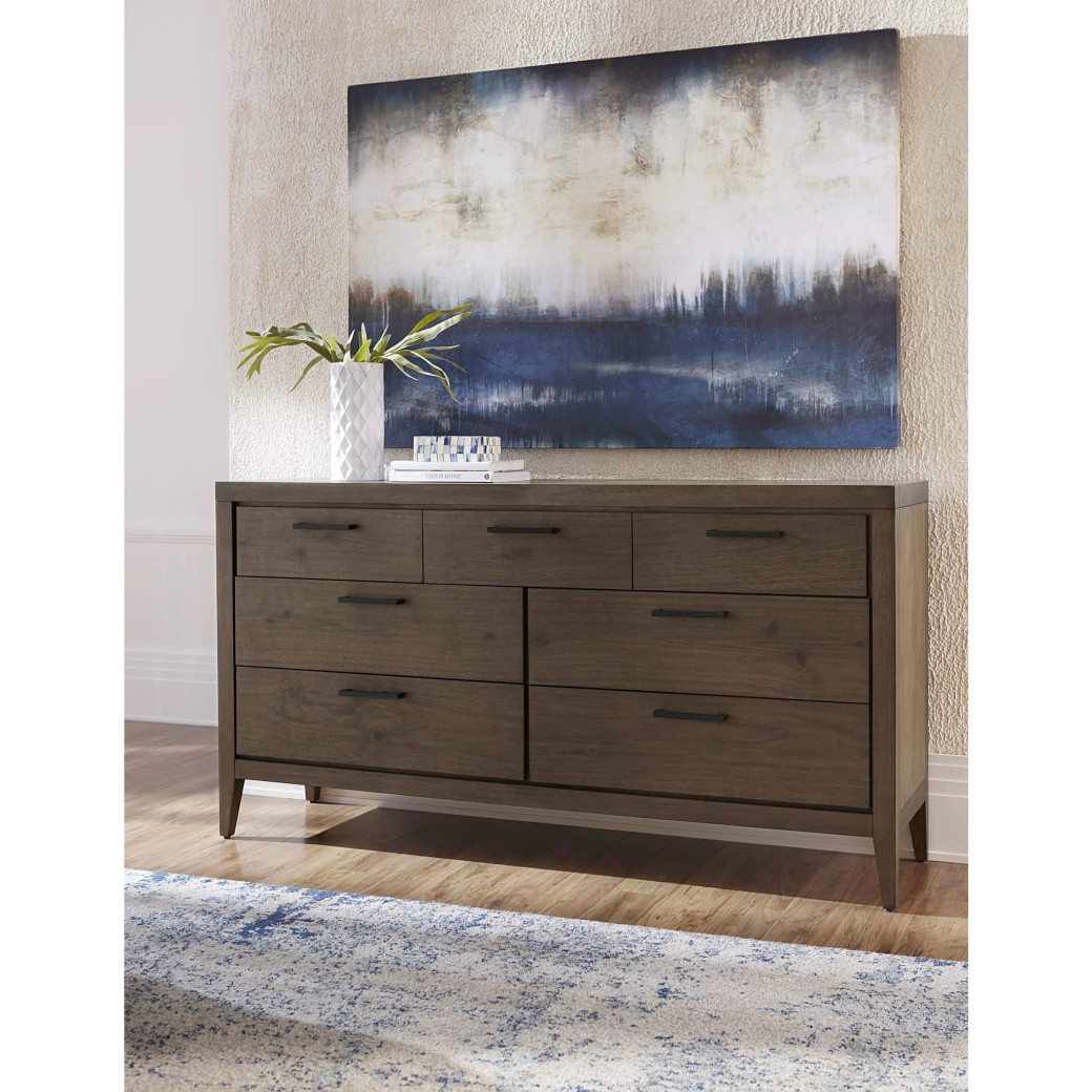 5-Piece Queen Bedroom Set – Boracay Collection Mid-Century Modern Style in Wild Oats Brown